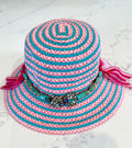 Pink and Turquoise Bejeweled Bucket Hat Size S
