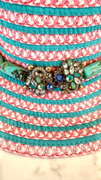 Pink and Turquoise Bejeweled Bucket Hat Size S