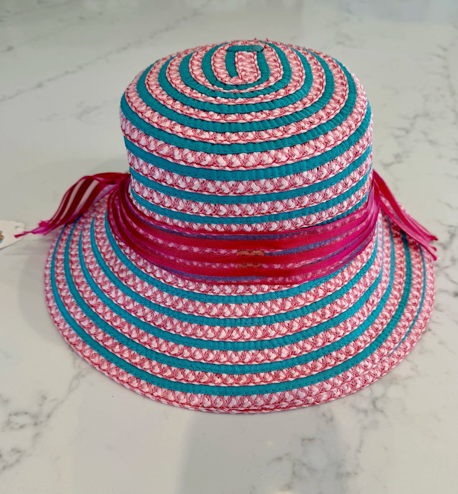 Pink and Turquoise Bejeweled Bucket Hat Size S