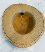 Straw Hat with Beachy Stones and Pearl Starfish Size M