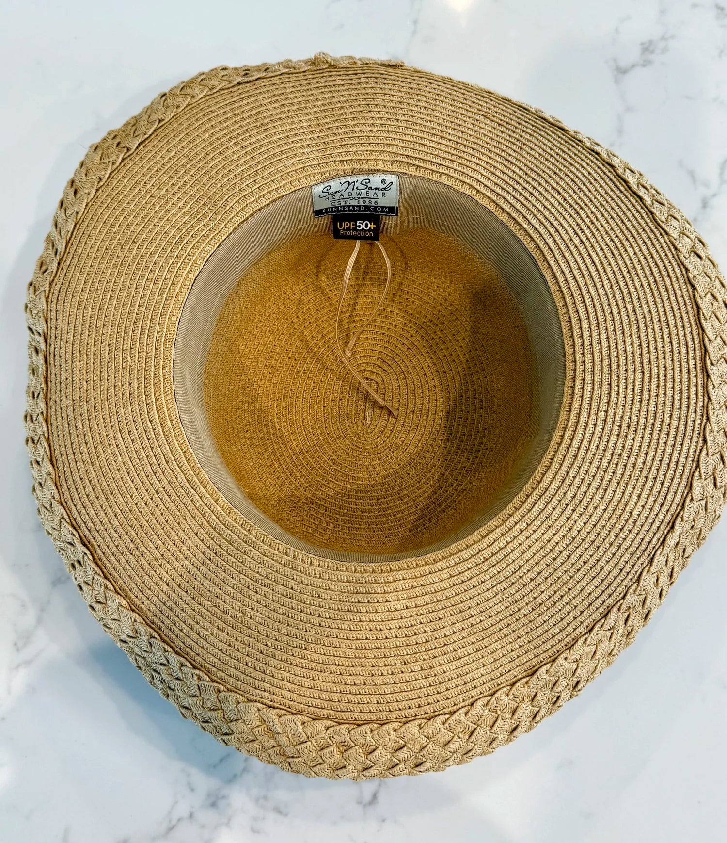 Straw Hat with Beachy Stones and Pearl Starfish Size M