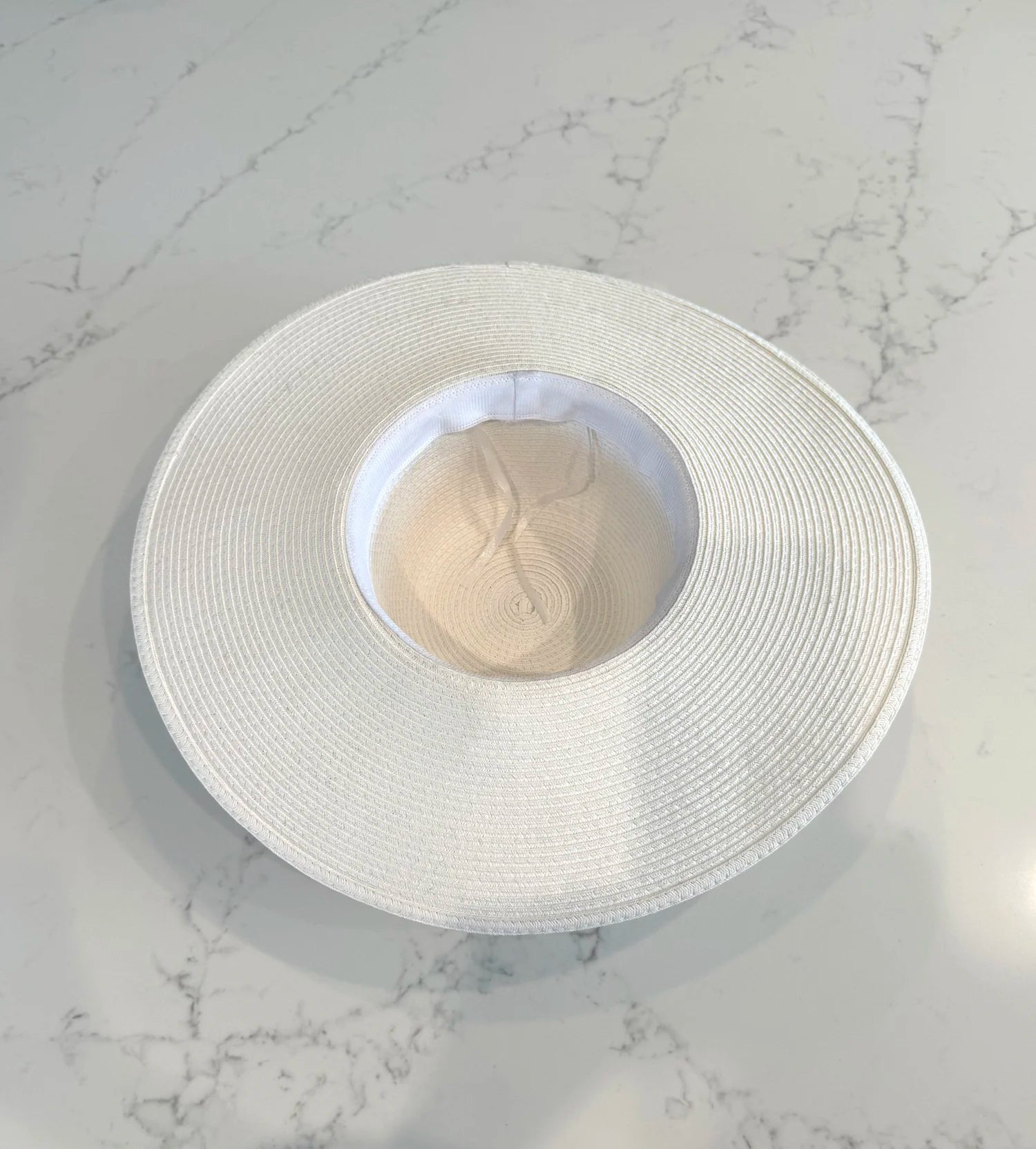 White Straw Hat with Seashell Rope Trim and Pearl Cluster Accent Size M