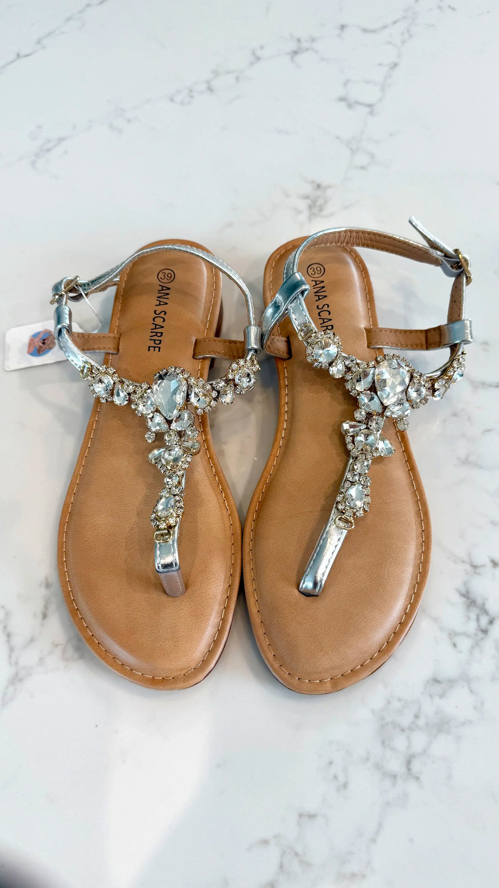 Gorgeous Rhinestone T-Strap Sandals Size 8