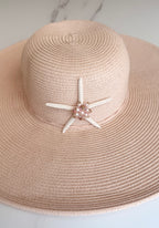 Pink Woven Hat With Bejeweled Starfish Size M