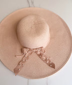 Pink Woven Hat With Bejeweled Starfish Size M