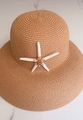 Tan Woven Hat With Bejeweled Starfish Size M