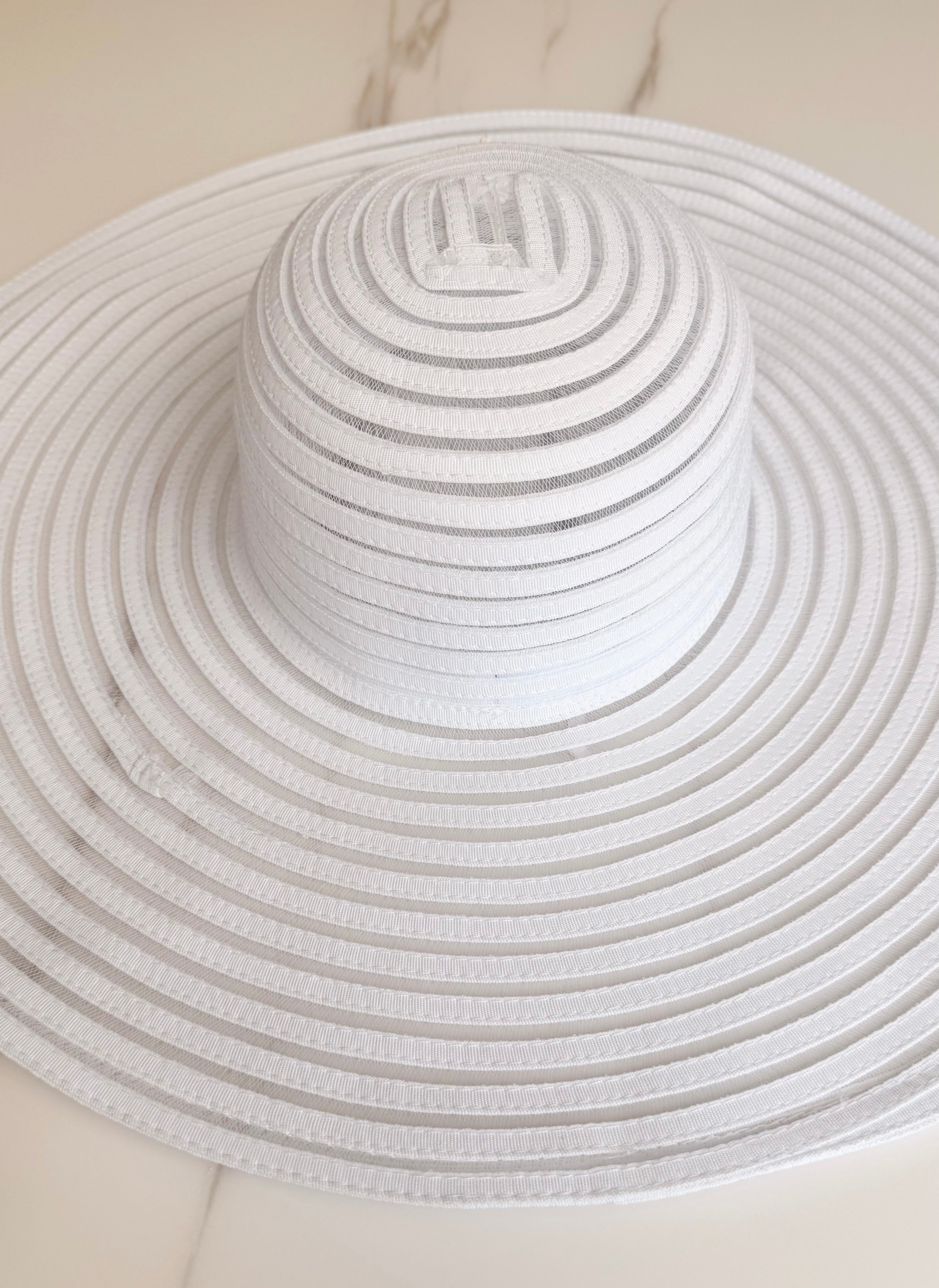 White Striped Hat With Bejeweled Starfish Size S/M
