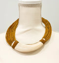 Mustard Leather Wrapped Ivory Tribal Choker