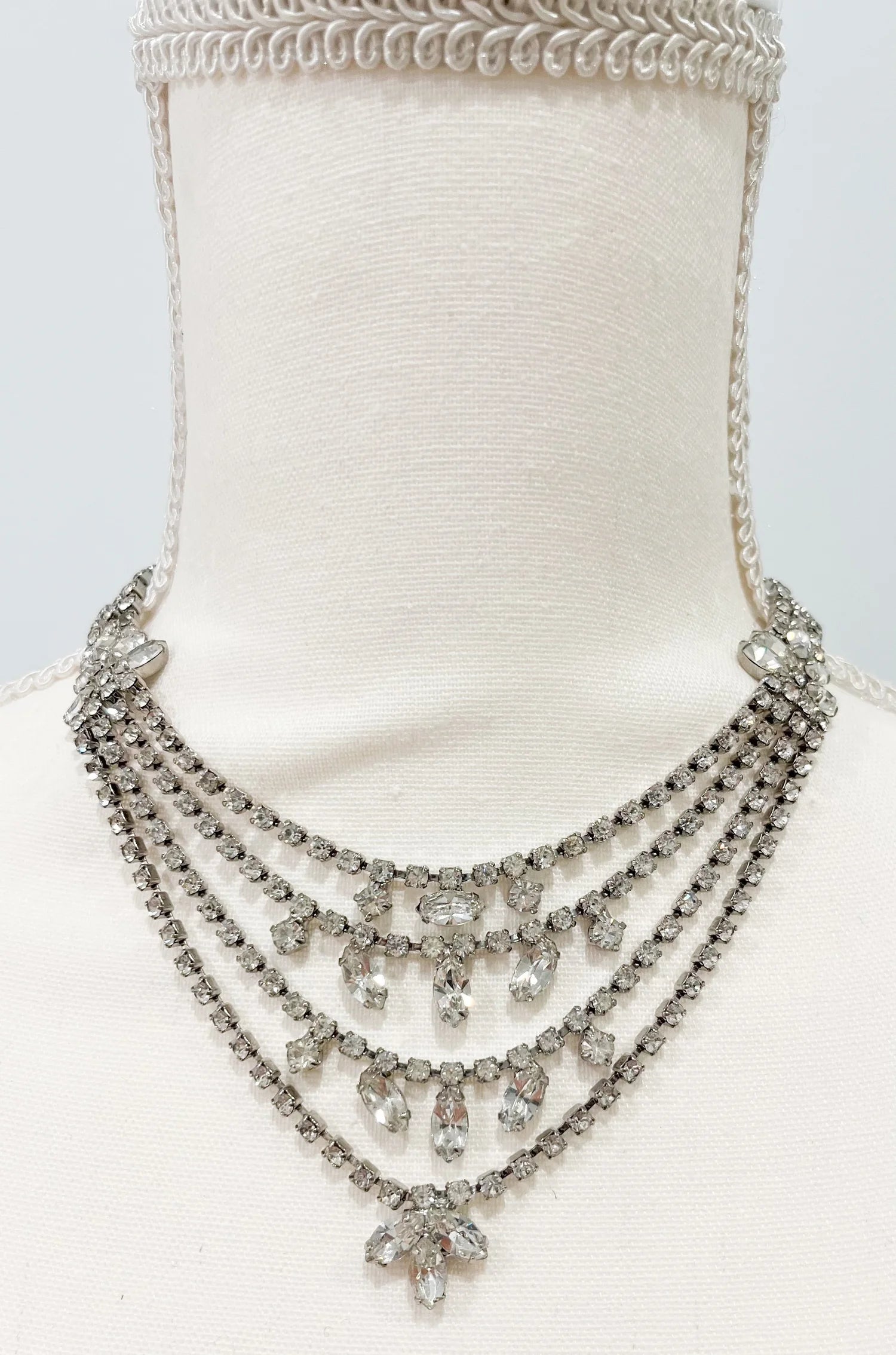 Vintage Four Tiered Rhinestone Choker