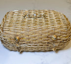 Vintage Gold Woven Purse With Brooch Accent