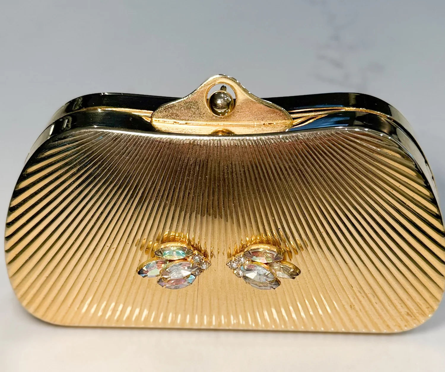Vintage Gold Art Deco Purse with Rhinestone Jewels