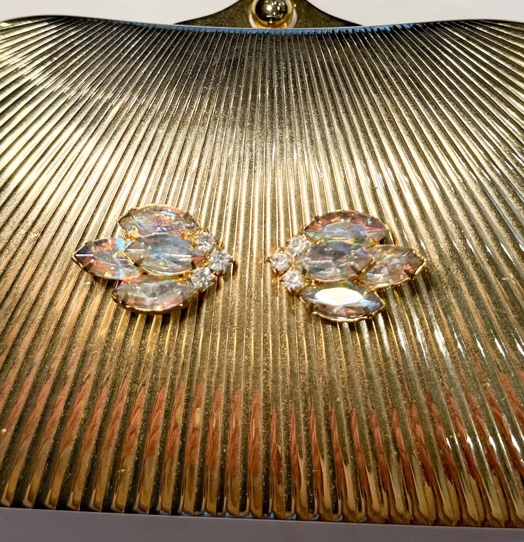 Vintage Gold Art Deco Purse with Rhinestone Jewels
