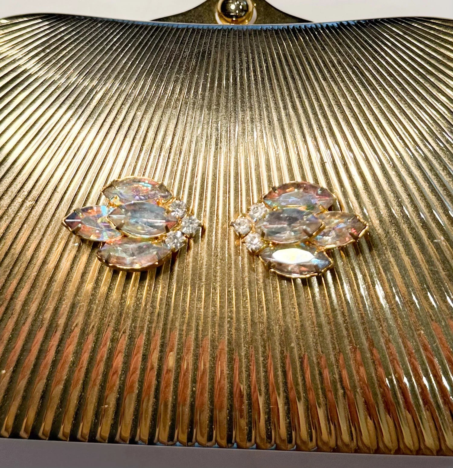 Vintage Gold Art Deco Purse with Rhinestone Jewels