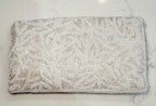 Vintage White Sequin Purse with Iridescent Crystal Oval Brooch