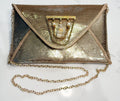 Vintage Gold Sequin Envelope Purse with Mini Perfume Bottle Brooch