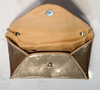 Vintage Gold Sequin Envelope Purse with Mini Perfume Bottle Brooch