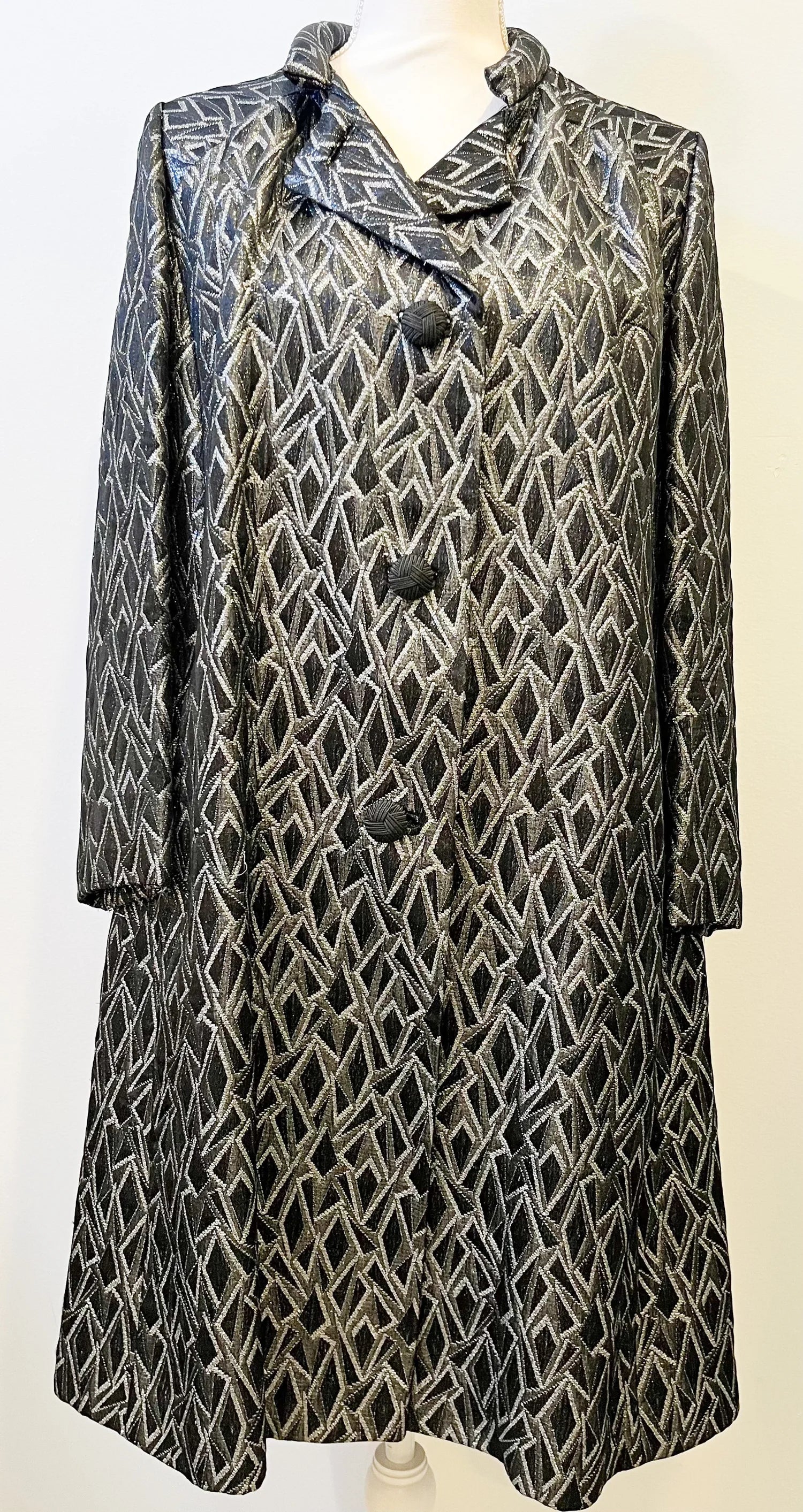 Vintage Silver Sparkly Threaded Duster Coat Size S/M
