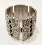 Silver/Black Geometric Large Link Bracelet