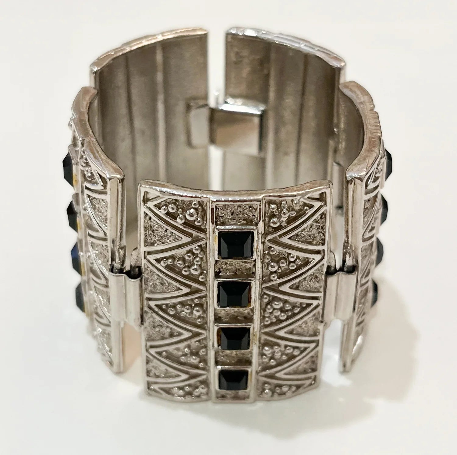Silver/Black Geometric Large Link Bracelet