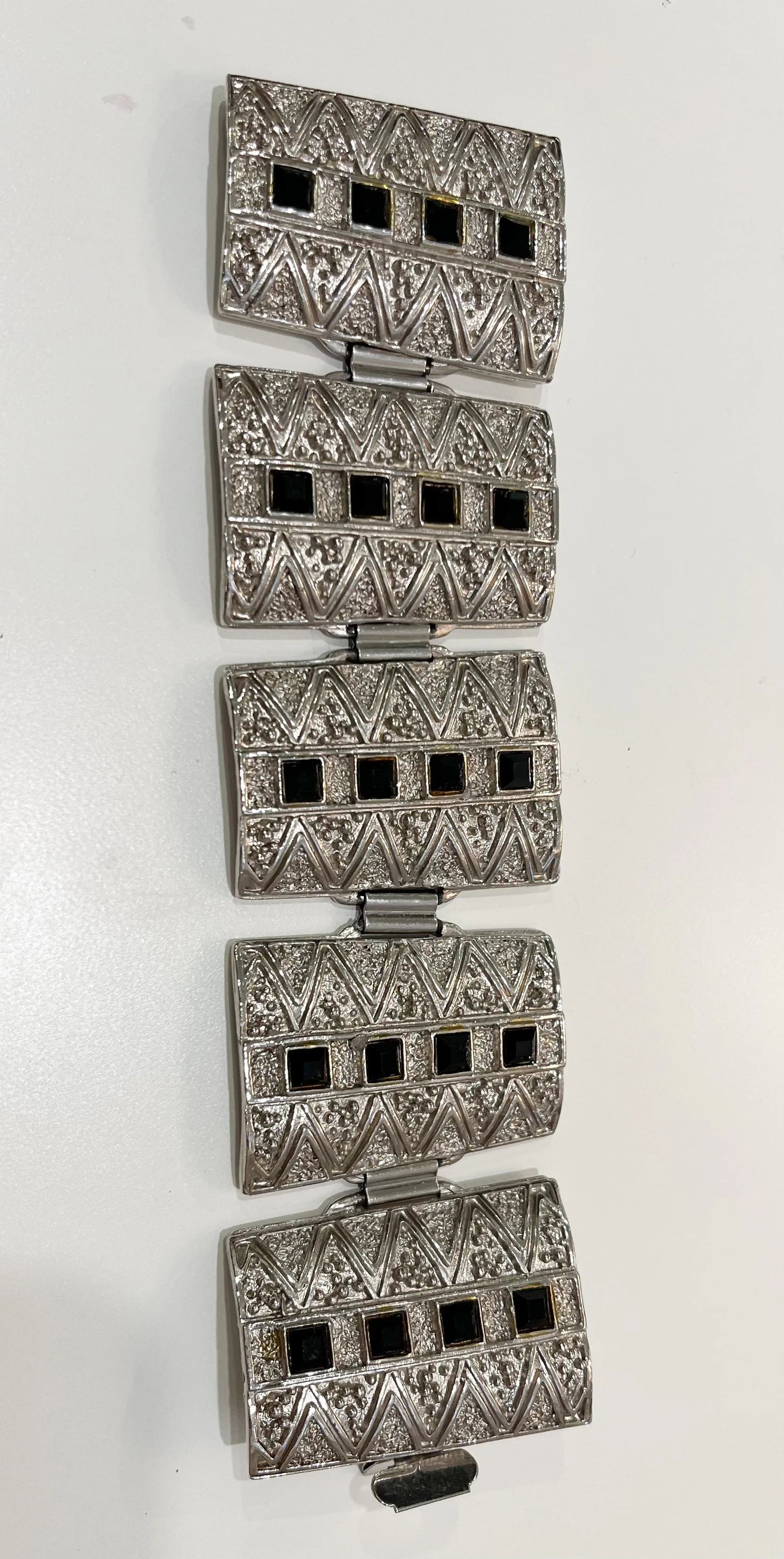 Silver/Black Geometric Large Link Bracelet