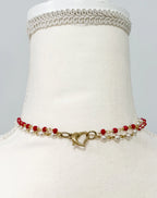 Vintage Acrylic Floral Inlay Beaded Necklace