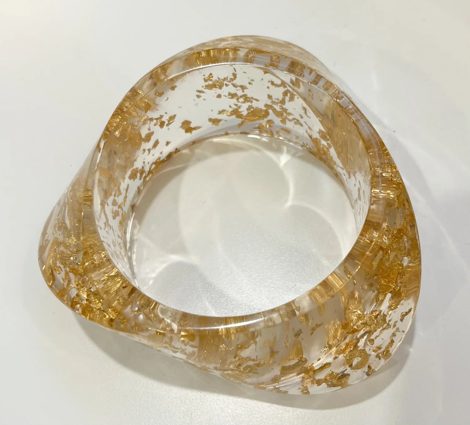 Vintage Gold Flecked Acrylic Bangle Bracelet
